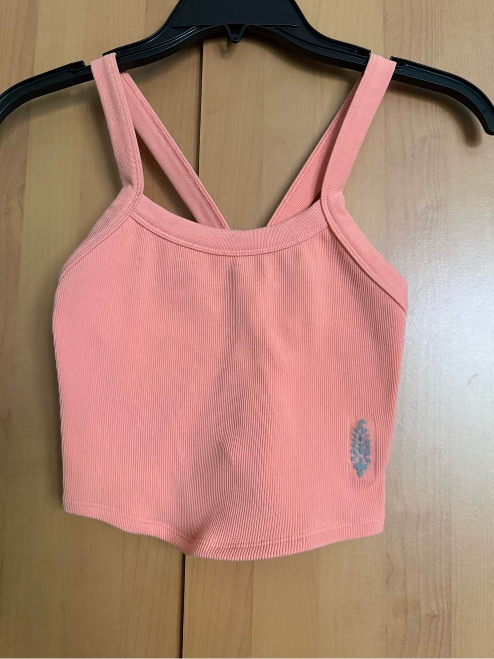 FP Movement by Free People Coral Peach Ribbed Cropped Tank